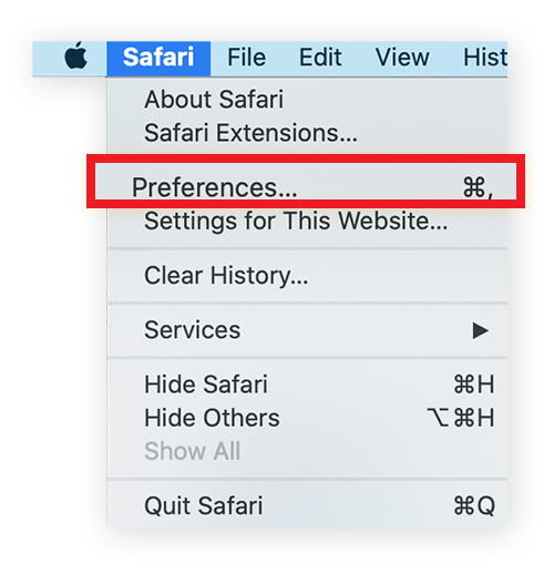 Safari preferences